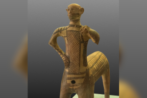 Terracotta centaur figurine (c. 900 BCE) from Lefkandi. This unique artifact merges mythological elements with funerary practices, shedding light on the symbolic world of Dark Age Greece.

Credit - Wikipedia