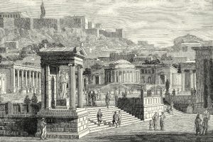 Old engraving of the
Ancient Agora in Athens