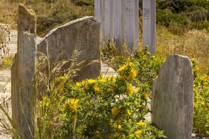 The Greek poet Homer's burial site and headstones