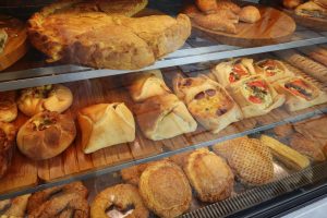 A street sales traditional Greekbreads and snacks in Corfu, Greece