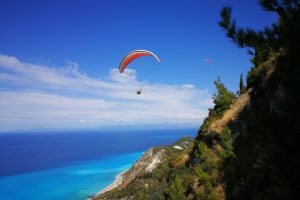 Paragliding in blue